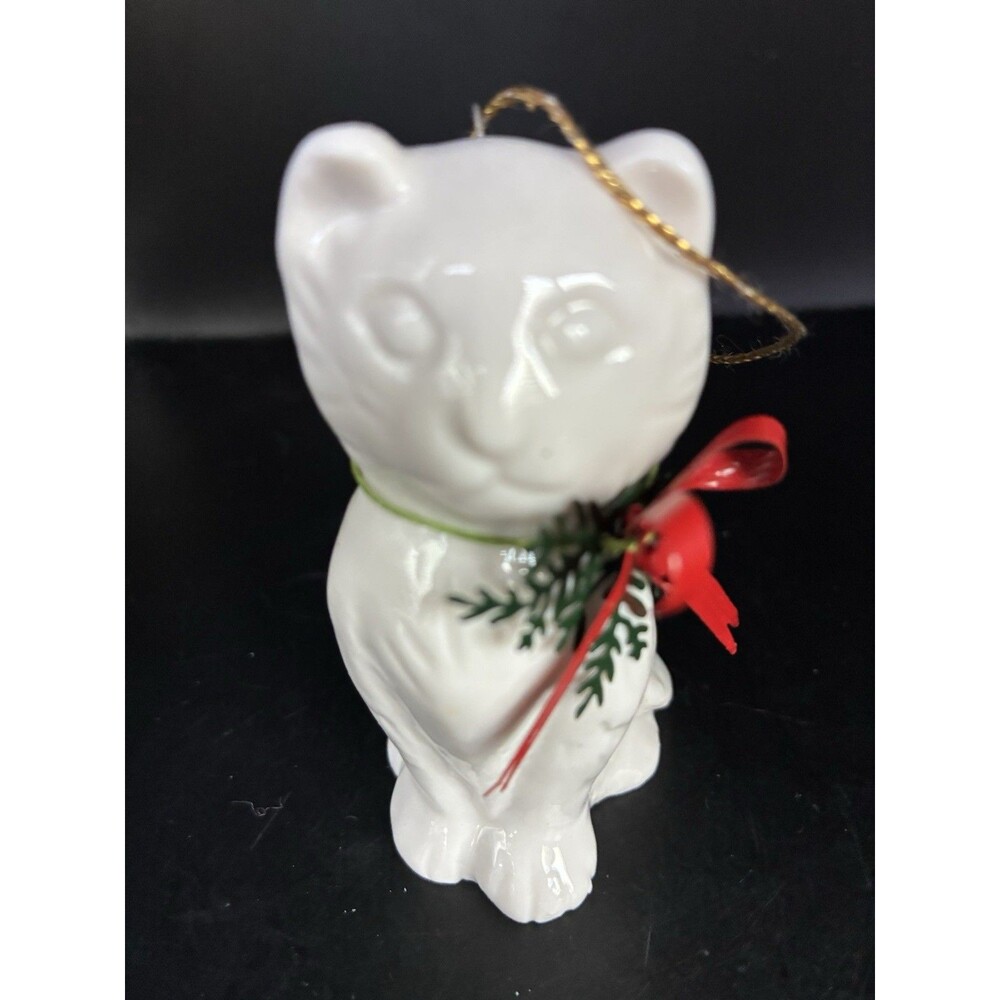 Vintage White "Cat/ Kitten" Porcelain Christmas Ornament by Midwest Japan MINT